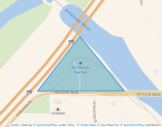 walking in Big Arkansas River Park map in Wichita