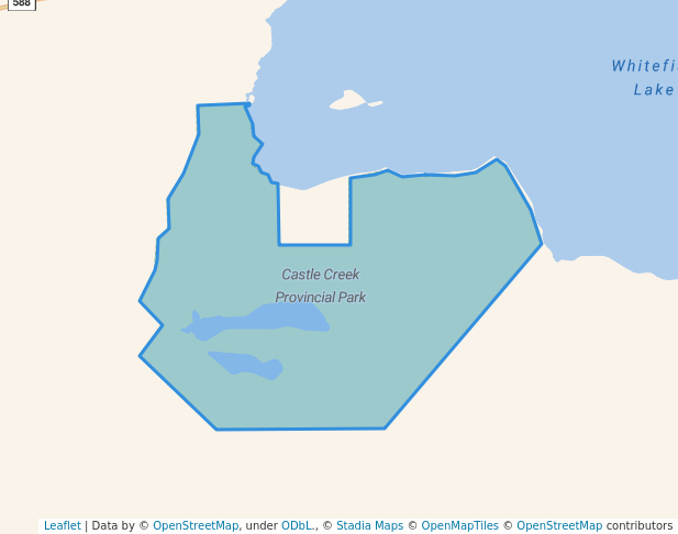 walking in Castle Creek Provincial Park map in Nolalu