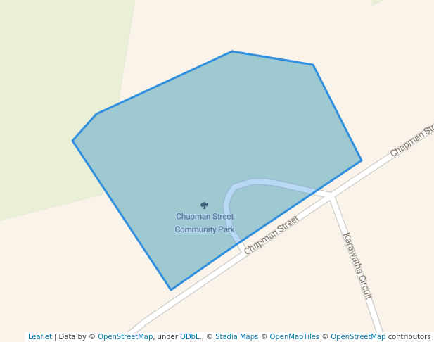 walking in Chapman Street Community Park map in Cooma