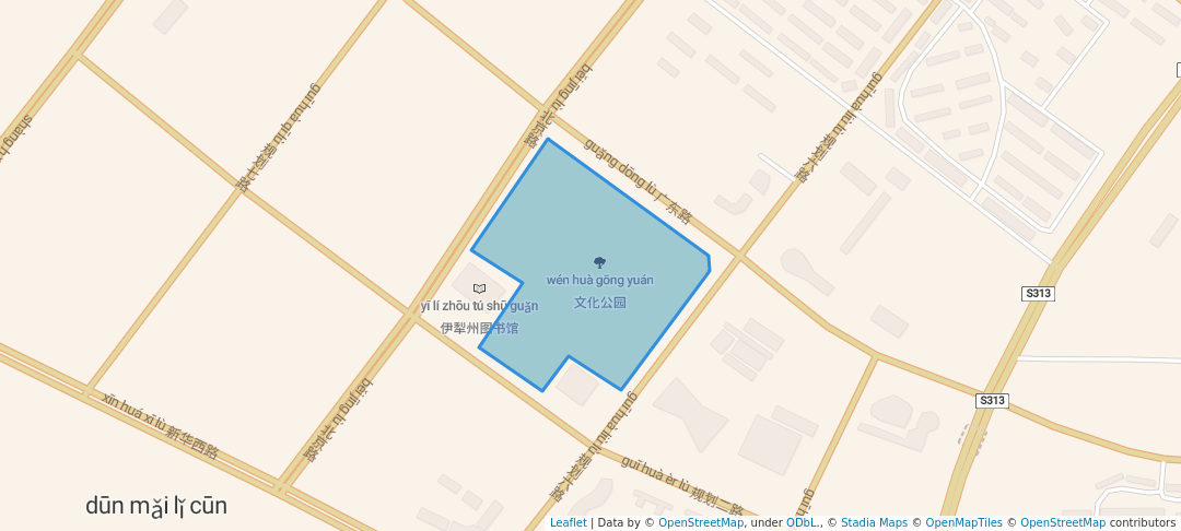 walking in 文化公园 map in Yi Li Ha Sa Ke Zi Zhi Zhou