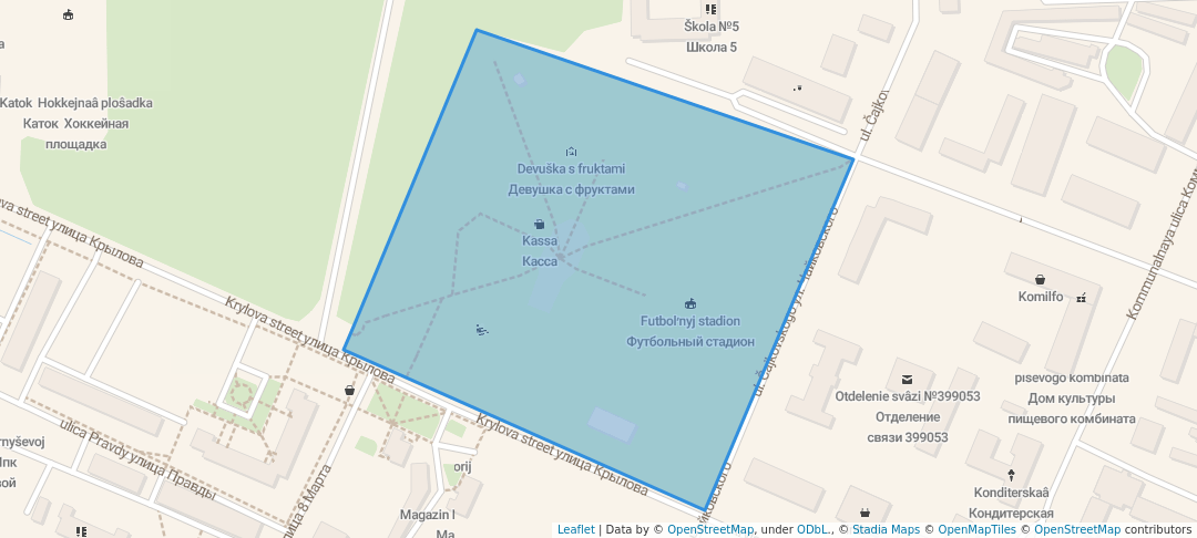 walking in Парк имени Флёрова map in Gryazi