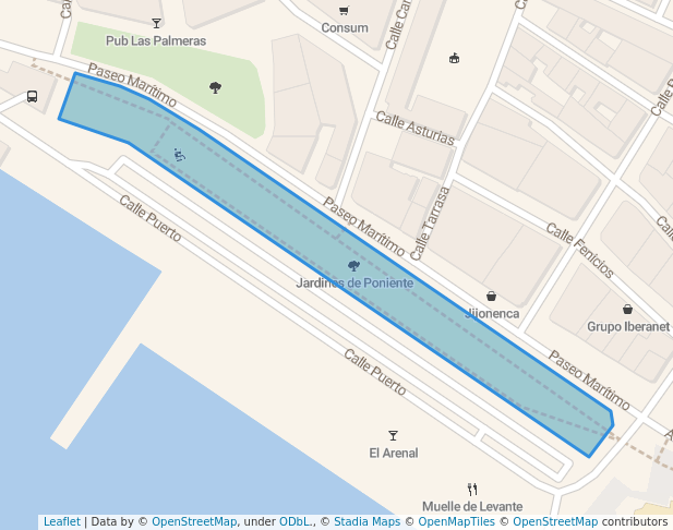 walking in Jardines de Poniente map in Adra