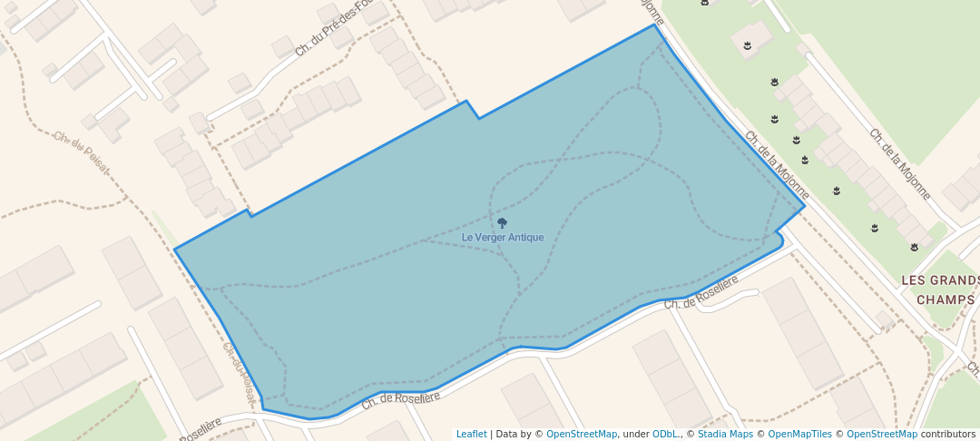 walking in Le Verger Antique map in Bellevue