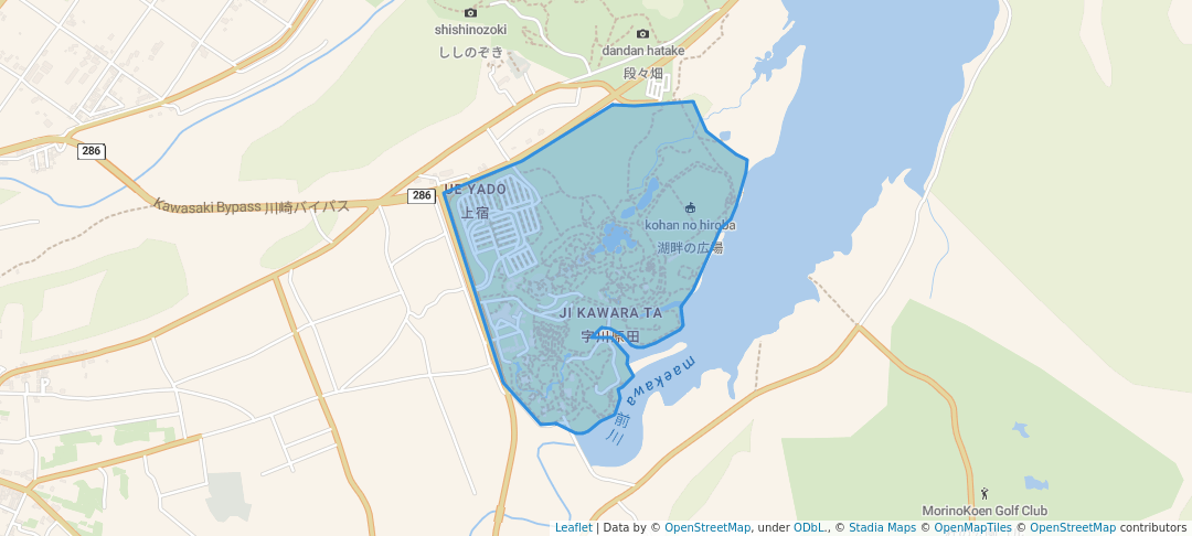 walking in Michinoku Lakewood National Government Park map in Kawasaki