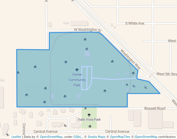 walking in Center Community Park map in Center
