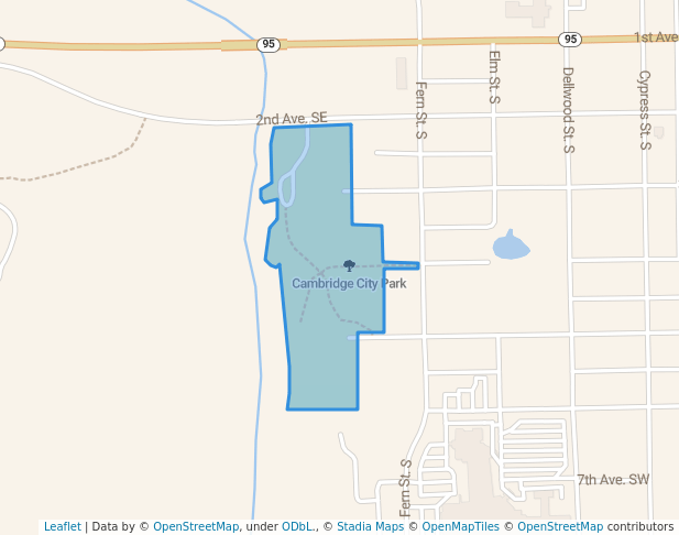 walking in Cambridge City Park map in Cambridge