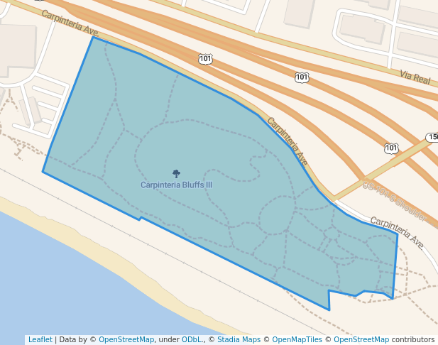walking in Carpinteria Bluffs III map in Carpinteria