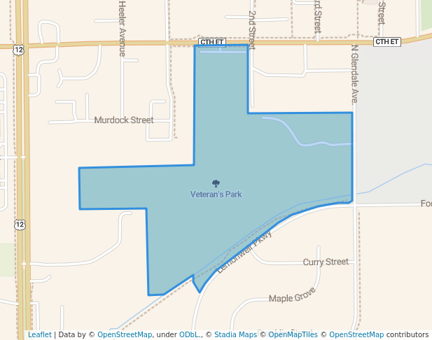 walking in Veteran's Park map in Tomah