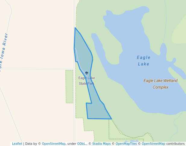 walking in Eagle Lake State Park map in Britt