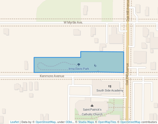 walking in Irma Davis Park map in Youngstown