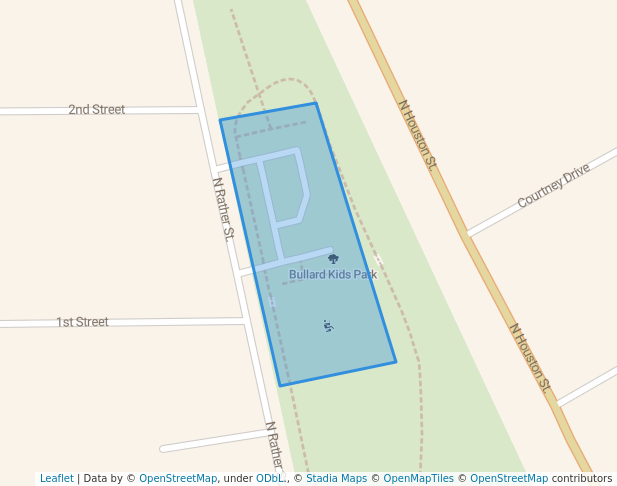 walking in Bullard Kids Park map in Bullard