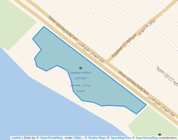 walking in بوستان هفدهم شهریور map in Bandar Kangan