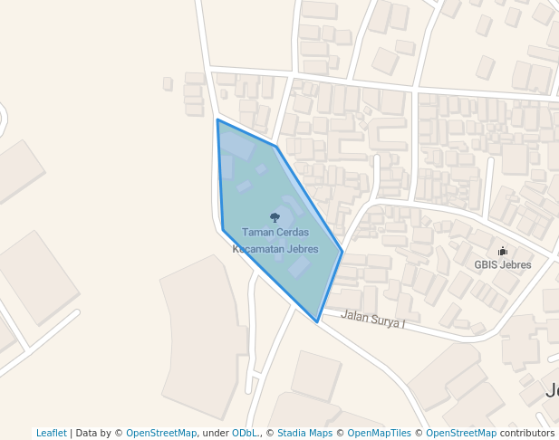 walking in Taman Cerdas Kecamatan Jebres map in Surakarta