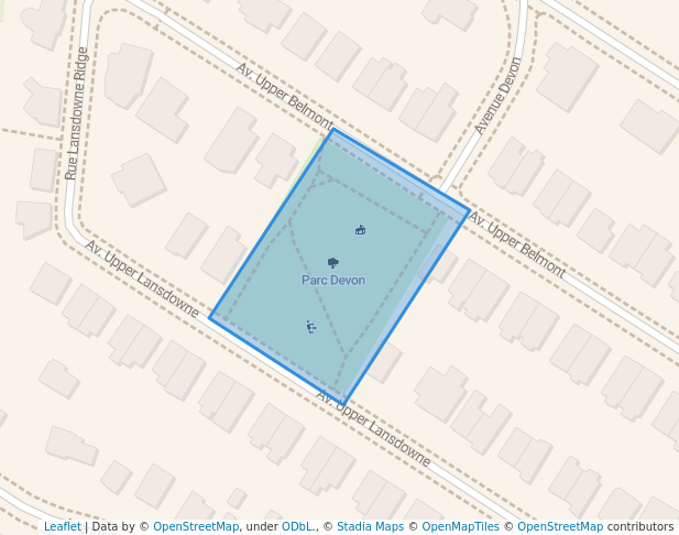 walking in Parc Devon map in Westmount