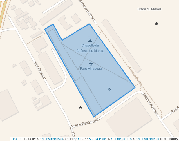 walking in Parc Mirabeau map in Argenteuil