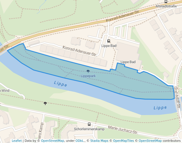 walking in Lippepark map in Lünen