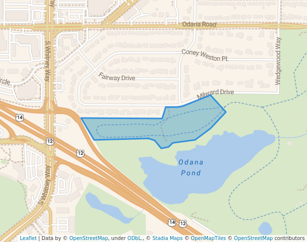 walking in Odana Hills Park map in Madison