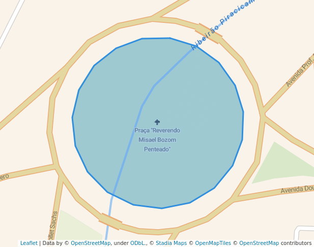 walking in Praça "Reverendo Misael Bozom Penteado" map in Piracicaba
