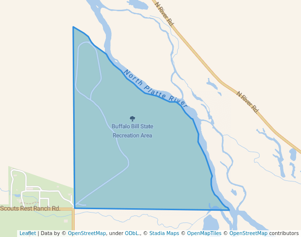walking in Buffalo Bill State Recreation Area map in North Platte