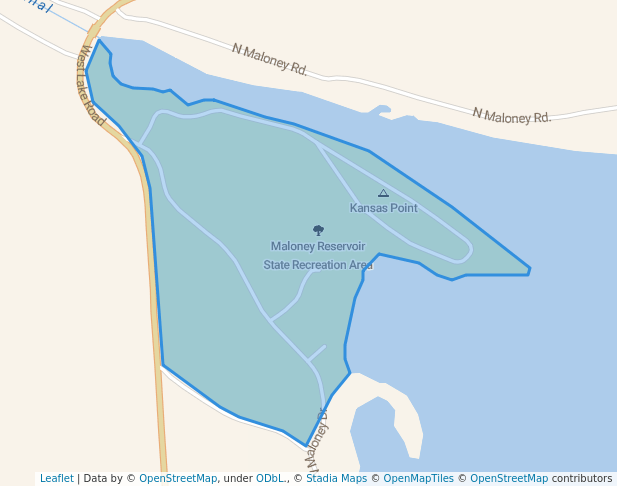 walking in Maloney Reservoir State Recreation Area map in North Platte