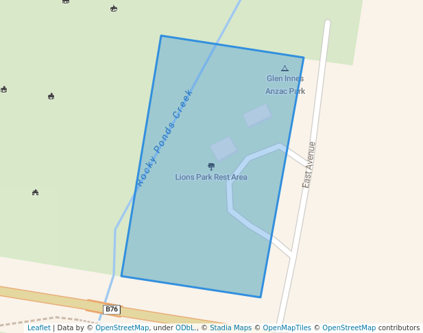walking in Lions Park Rest Area map in Glen Innes