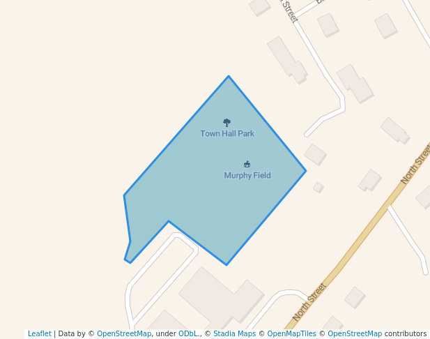 walking in Town Hall Park map in North Reading