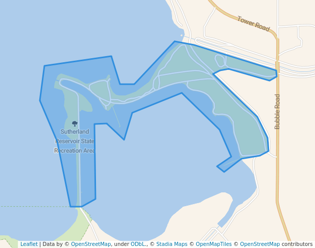 walking in Sutherland Reservoir State Recreation Area map in Sutherland