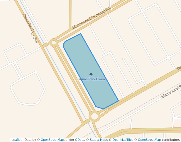 walking in Jinnah Park Okara map in Okara