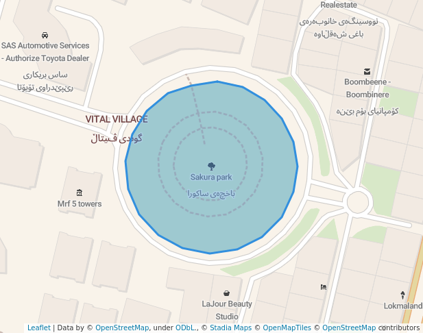 walking in Sakura park map in Erbil