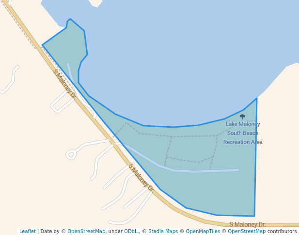 walking in Lake Maloney South Beach Recreation Area map in North Platte