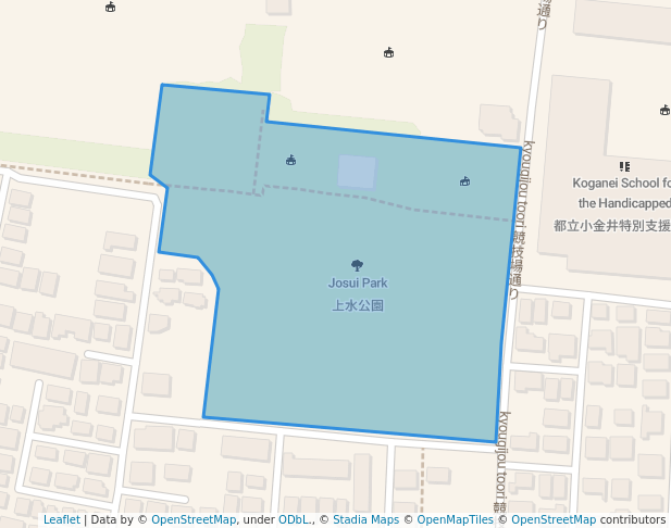 walking in Josui Park map in Koganei