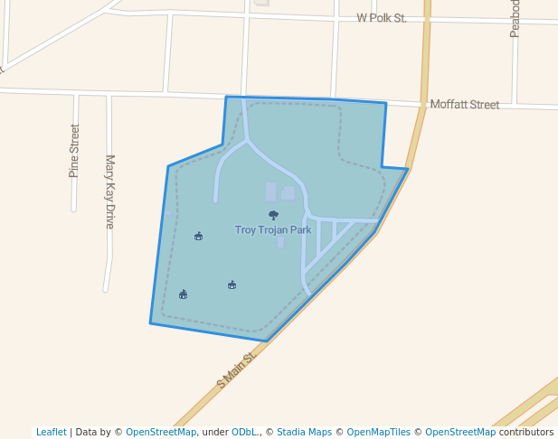 walking in Troy Trojan Park map in Troy