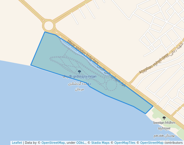 walking in دهکده گردشکری مرجان map in Bandar Kangan