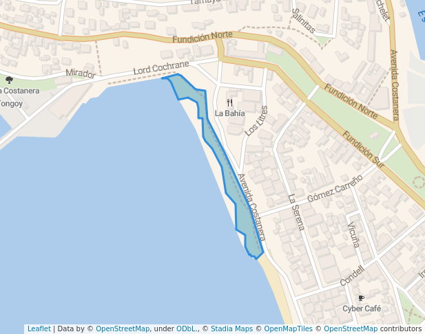 walking in Nueva Costanera Tongoy map in Coquimbo