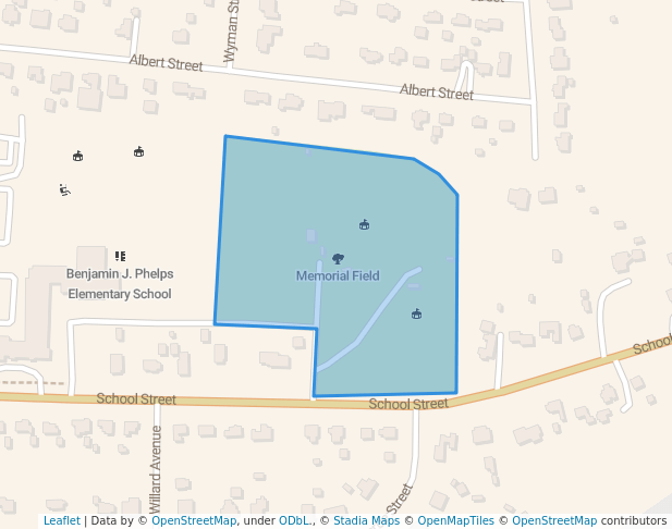 walking in Memorial Field map in Agawam