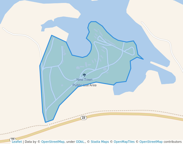 walking in New Town Public Use Area map in New Town