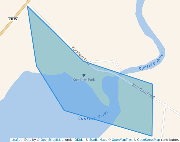 walking in Kost Dam Park map in North Branch