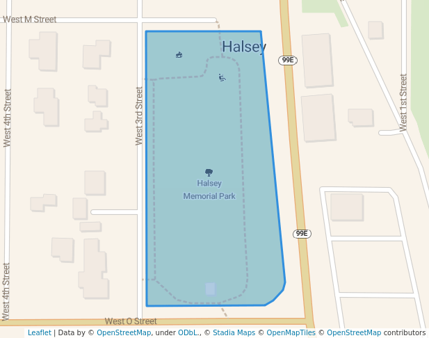 walking in Halsey Memorial Park map in Halsey