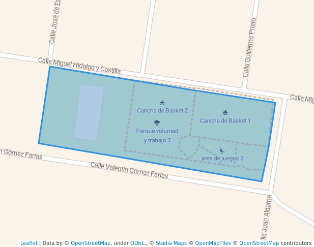 walking in Parque voluntad y trabajo 3 map in Reynosa