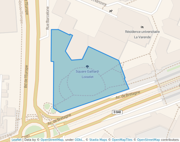 walking in Square Gaillard-Loiselet map in Rouen