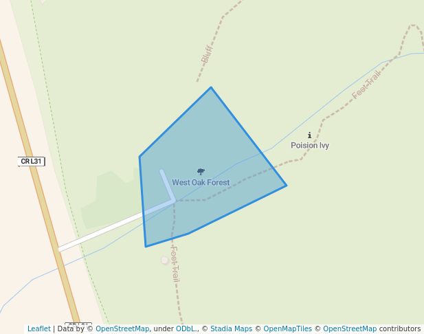 walking in West Oak Forest map in Pacific Junction