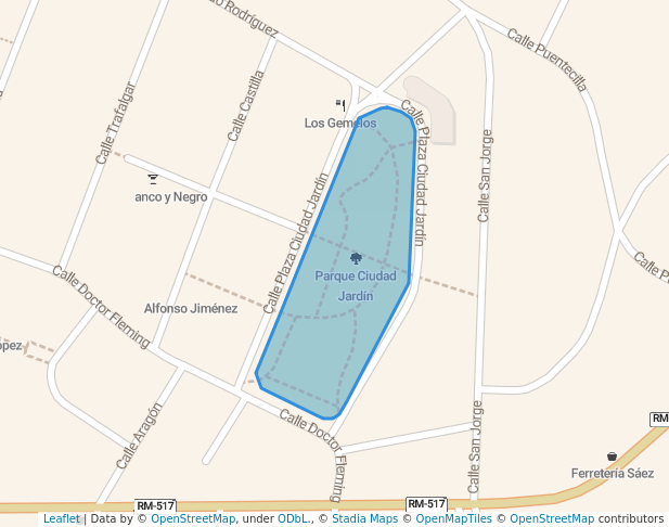 walking in Parque Ciudad Jardín map in Caravaca de la Cruz