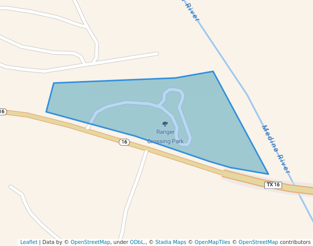 walking in Ranger Crossing Park map in Bandera