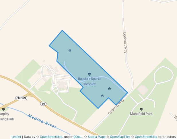 walking in Bandera Sports Complex map in Bandera