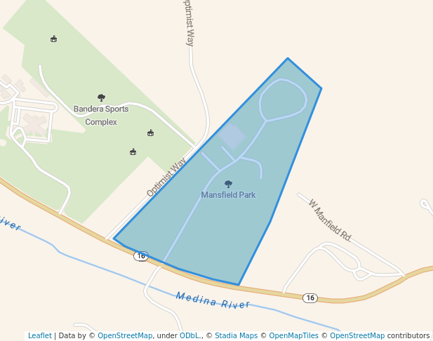 walking in Mansfield Park map in Bandera