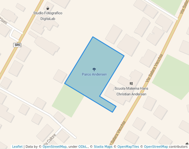 walking in Parco Andersen map in Pescara