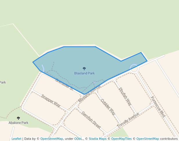 walking in Blaxland Park map in Two Rocks