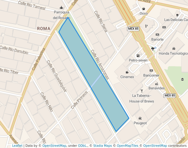 walking in Parque Roma map in Monterrey