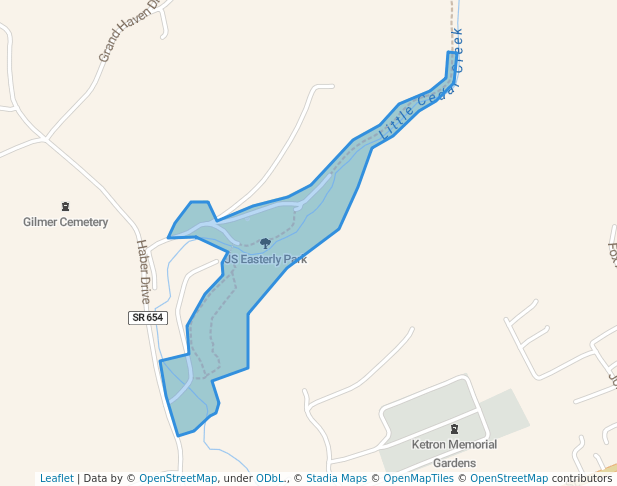 walking in JS Easterly Park map in Lebanon