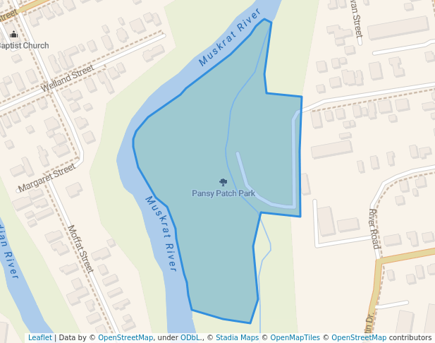 walking in Pansy Patch Park map in Pembroke